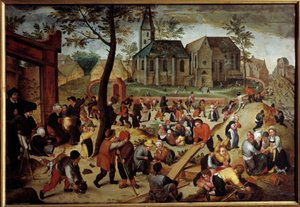 マーティン・ヴァン・クレーヴ（1527-1581）の「子供の遊び」の絵 作： Maerten van Cleve
