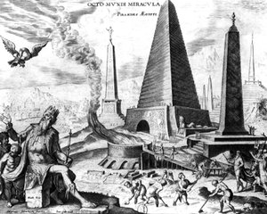エジプトのピラミッド、「世界の八不思議」より1枚目の写真、eng.フィリップス・ガレ 作： Maerten van Heemskerck