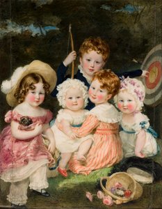第2代ブラッドフォード伯爵（1789-1865）の5人の最年長の子供の肖像、1821-74年頃（キャンバスに油彩） 作： Magdalena Ross