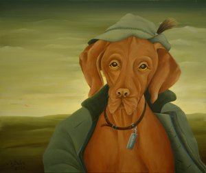 狩猟犬、2021年（キャンバスに油彩） 作： Magdolna Ban