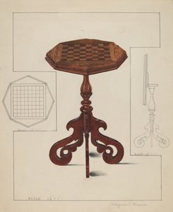 チェッカーボードテーブルチルトトップ、c。 1936年。 作： Magnus S. Fossum