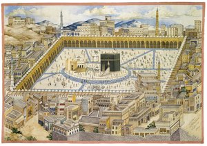 メッカのカアバ神殿と周辺の建物の眺め、19 世紀後半 作： Mahmud
