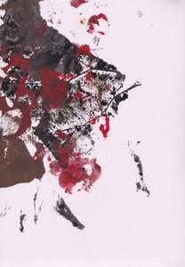 抽象的な赤い絵の具の飛沫 作： 
