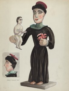 彫刻と塗装が施された木製のサント・セント・アンソニー 19351942年 作： Majel G. Claflin