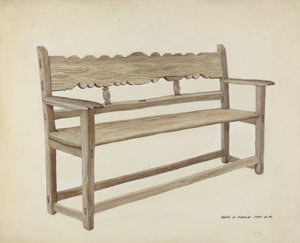 教会のベンチ - 木製、1937年頃