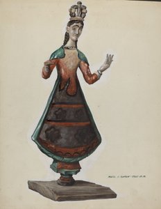 木製の大型ペイントされた聖処女マリア、1937年頃。 作： Majel G. Claflin