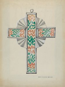 錫と彩色ガラスの十字架 1937年頃