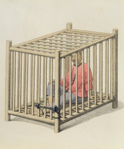 檻の中の悪者、J。ダドリーによって刻まれた「中国の罰」からのプレート15、1804 作： Major George Henry Mason