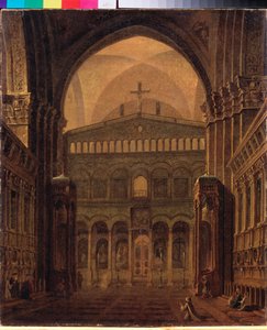 エルサレムの神殿の内部 - マキシム・ニキフォロヴィッチ・ヴォロビエフ (ヴォロビエフ) (1787-1855) 作、キャンバスに油彩 作： Maksim Nikiforovich Vorobiev