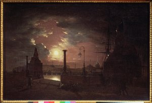 サンクトペテルブルクの秋の夜 - Maxim Nikiphorovich Vorobyev (Vorobiev) (1787-1855) の絵画、キャンバスに油彩 作： Maksim Nikiforovich Vorobiev