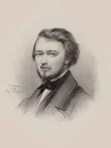 ヴァイオリン奏者で作曲家のユベール・レオナールの肖像 1819-1890 , 1850. 作： Maksymilian Fajans