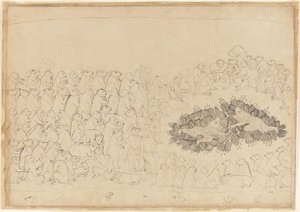 矢に圧倒されるラーマとラクシュマナ。1725年頃の「ランカの包囲」シリーズのフォリオ。 作： Manaku
