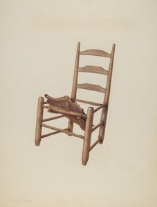 ハンドメイドチェア-ローハイドシート、1939年頃 作： Manuel G. Runyan