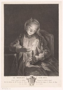 ろうそくの明かりで手紙を読む女の子 Le negligee galant (オブジェクトのタイトル) 作： Manuel Salvador Carmona