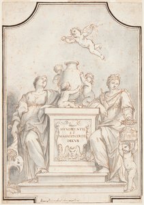 モノクローム絵画のデザイン、コーパス ドミニ教会、ボローニャ、イタリア 作： Marc Antonio Franceschini