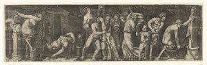 酔ったバッカスとバッカス、サテュロスとメナドス 作： Marcantonio Raimondi