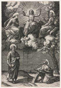 キリスト、処女、バプテスマの聖ヨハネと聖パウロとキャサリン 作： Marcantonio Raimondi