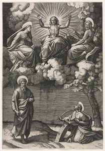 聖母キリスト、洗礼者聖ヨハネ、聖パウロ、キャサリン、c。 1520-1525。 作： Marcantonio Raimondi