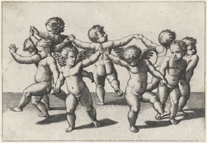 踊るプッティ 作： Marcantonio Raimondi