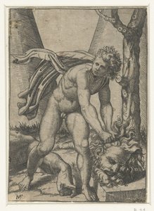 ゴリアテの頭を持つダビデ 作： Marcantonio Raimondi