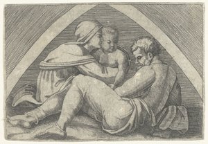 アーチの下の聖家族 作： Marcantonio Raimondi