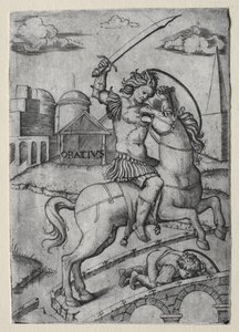 Sublician Bridgeを守るHoratius Cocles。 作： Marcantonio Raimondi
