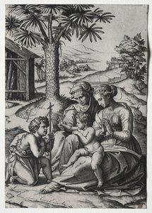 ヤシの木のマドンナ。 作： Marcantonio Raimondi