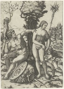 アモールとの愛のカップルとしての火星と金星 作： Marcantonio Raimondi