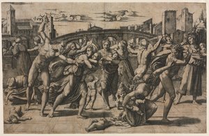 無辜の虐殺 (樅の木と) 作： Marcantonio Raimondi