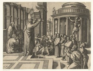 アテネで宣べ伝えるパウロ 作： Marcantonio Raimondi