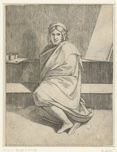 画家ラファエロの肖像 作： Marcantonio Raimondi