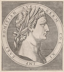 壮大なローマ人の標本。ドミティアヌス、『12人のシーザー』より、約1500年から1534年。 作： Marcantonio Raimondi