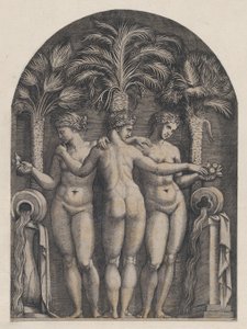 Speculum Romanae Magnificentiae:三人の女神、約1500-1534年、約1500-1534年。 作： Marcantonio Raimondi