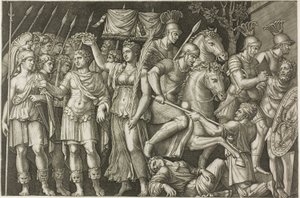 勝利の冠をかぶったトラヤヌス 作： Marcantonio Raimondi