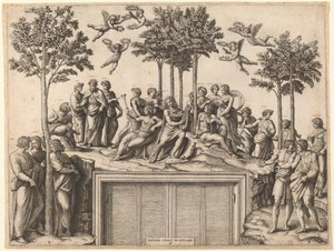 パルナッソスのアポロン 作： Marcantonio Raimondi after Raphael
