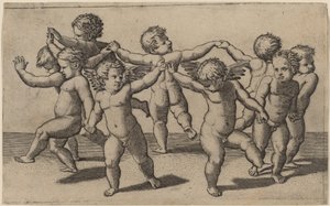 キューピッドの踊り 作： Marcantonio Raimondi after Raphael