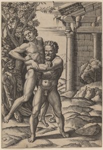 ヘラクレスとアンタイオス 作： Marcantonio Raimondi, after Raphael