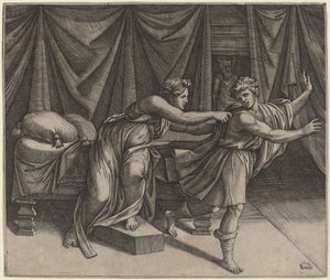 ヨセフとポティファルの妻 作： Marcantonio Raimondi after Raphael