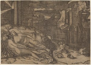 ラファエロの夢 作： Marcantonio Raimondi possibly after Raphael