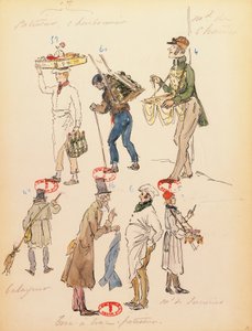 フランス、パリ、ジャコモ・プッチーニ作オペラ「ラ・ボエーム」（1858-1924）のエキストラのための衣装スケッチ、パリ・オペラ・コミック座での公演、6月13日 作： Marcel Multzer