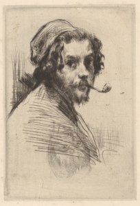マルセラン・ジルベール・デスブータンの自画像とパイプ 作： Marcellin Gilbert Desboutin