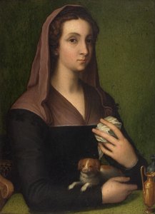 女性の肖像（パネルに油彩） 作： Marcello (follower of) Venusti