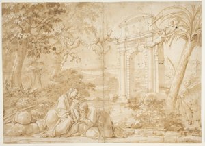 エジプトへの飛行の様子 作： Marcantonio Franceschini