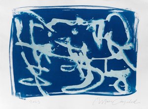Asemic Writing, 2023（シアノタイプ、紙）
