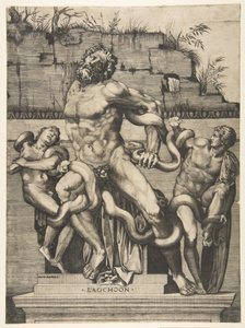 Laocoönとその息子たちが蛇に襲われた。 1515-27。 作： Marco Dente