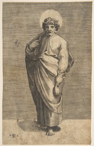 ポーチを持っている聖マタイ、およそ。 1515-27。 作： Marco Dente