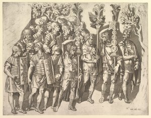 ローマの壮大なガラス：トラヤヌスの柱からのローマ軍団、16世紀。