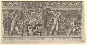 Speculum Romanae Magnificentiae:3つのキューピッドを持つバスレリーフ、1519年 作： Marco Dente