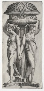 カソレット：壺を支える女性たちc。 1520-27。 作： Marco Dente