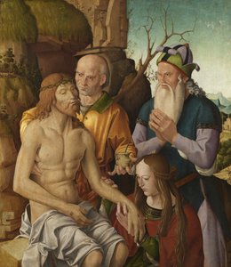 死せるキリストへの嘆き」1500年頃（パネルにテンペラ